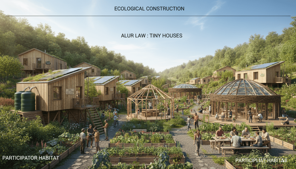 découvrez le projet de construction écologique autour de l'éco-lieu et de l'habitat léger, les règles de la loi alur sur les tiny houses, et les principes de l'habitat participatif pour un mode de vie durable et solidaire.